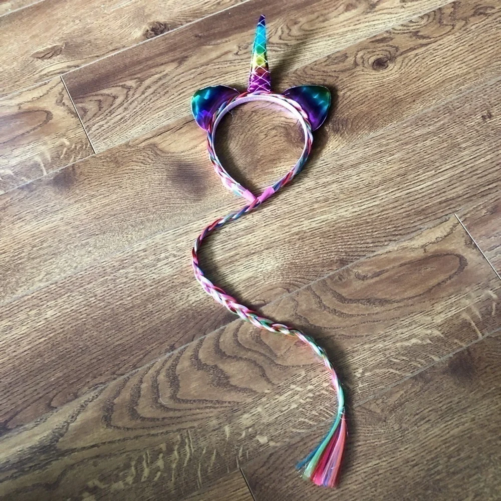 Rainbow unicorn braided headband